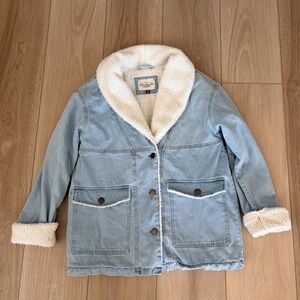 Ashley Vintage Charm Denim Sherpa Lined Jacket Cozy Warm Winter Blue Medium